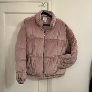 Light Pink Velvet Nine West Puffer Jacket